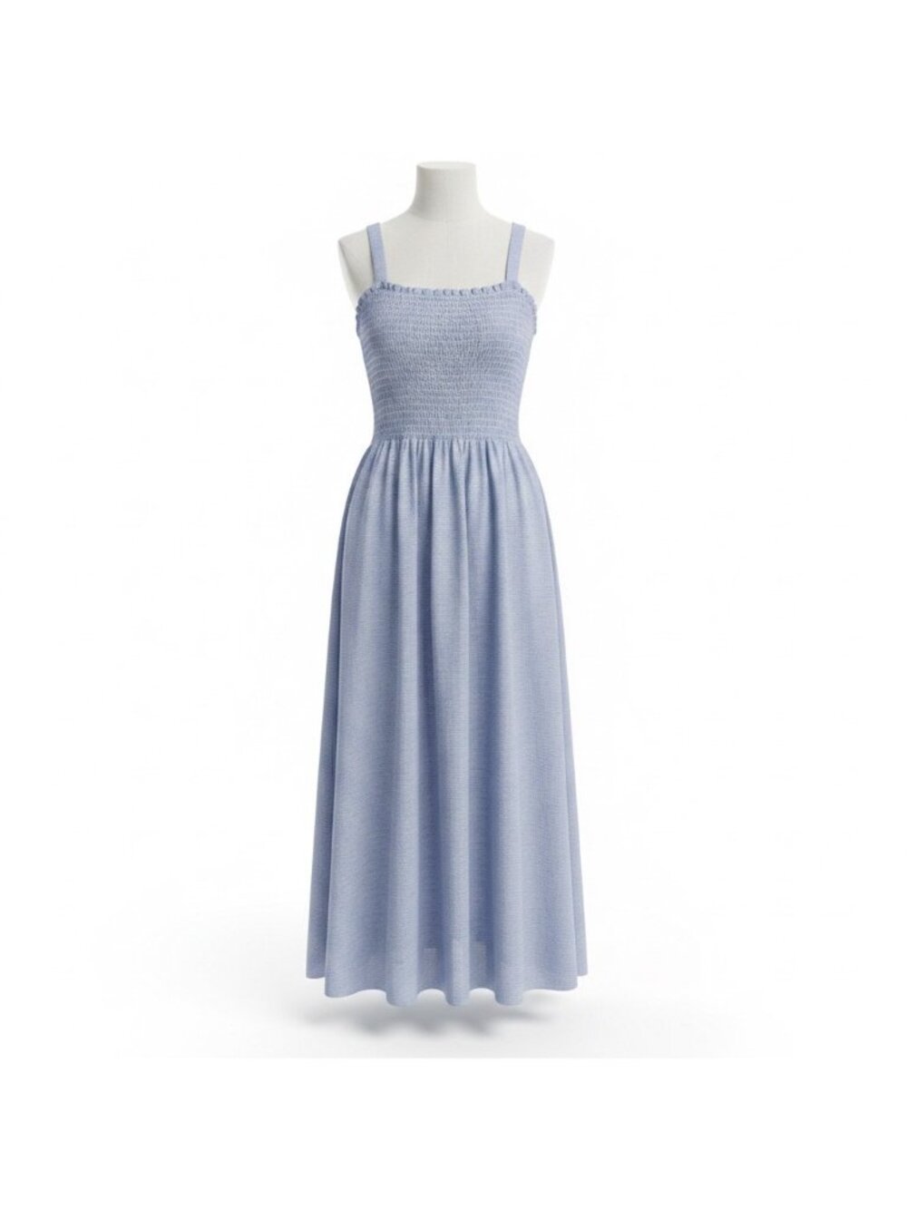 J.Crew Womens Light Blue Cotton Smocked Midi Dress Sleeveless Casual Sz Small